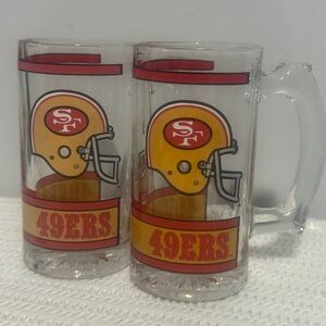 49ers Glass Beer Mugs Set of 2